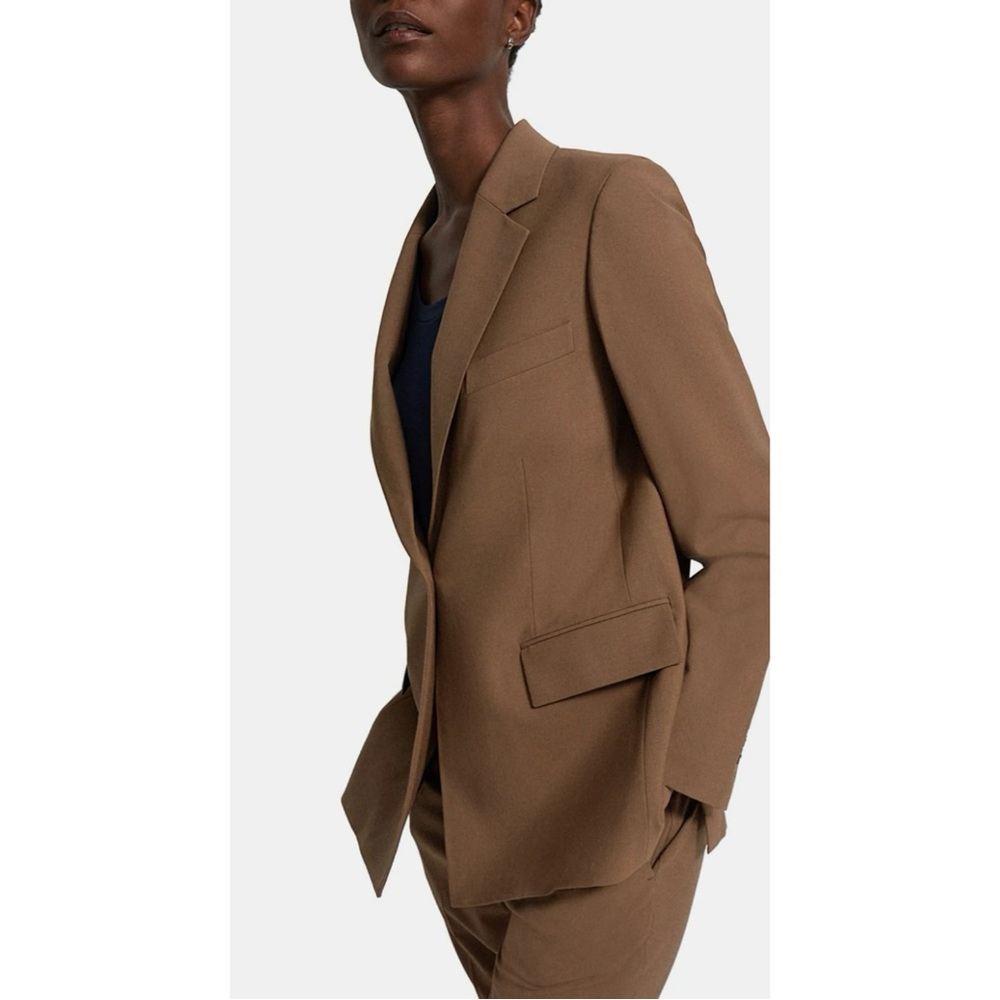 NWT Theory "Truffle" Traceable Wool Boyfriend Style Single Button Closure Blazer - Picture 3 of 14